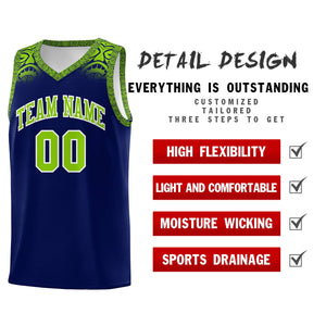 Custom Royal Neon Green Personalized Indians Print Sets Sports Uniform Basketball Jersey