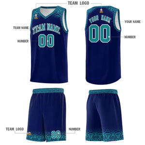 Custom Royal Aqua Personalized Indians Print Sets Sports Uniform Basketball Jersey