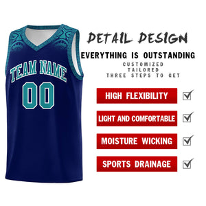 Custom Royal Aqua Personalized Indians Print Sets Sports Uniform Basketball Jersey