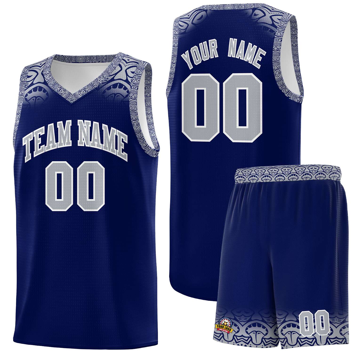 Custom Royal Gray Personalized Indians Print Sets Sports Uniform Basketball Jersey