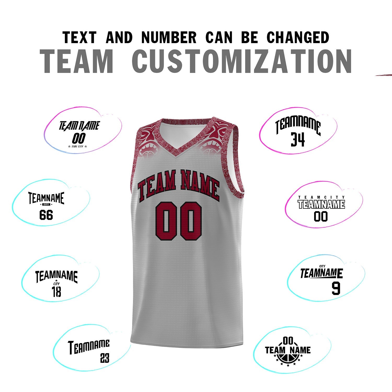 Custom Gray Crimson Personalized Indians Print Sets Sports Uniform Basketball Jersey