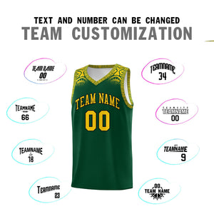 Custom Green Gold Personalized Indians Print Sets Sports Uniform Basketball Jersey