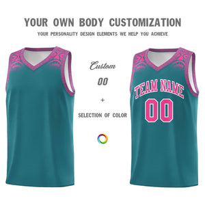 Custom Aqua Pink Personalized Indians Print Sets Sports Uniform Basketball Jersey