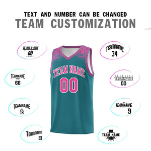 Custom Aqua Pink Personalized Indians Print Sets Sports Uniform Basketball Jersey