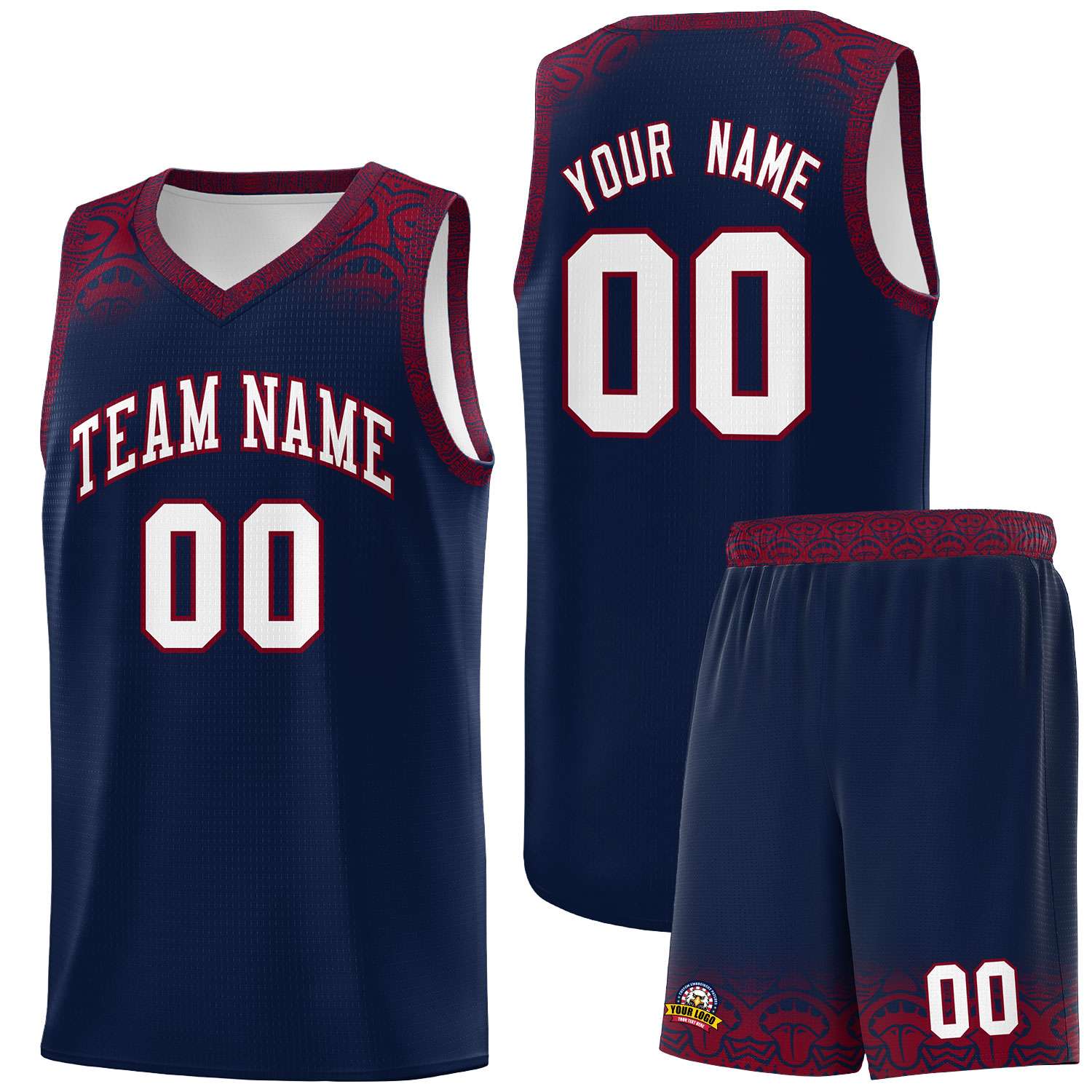 Custom Navy Crimson Personalized Indians Print Sets Sports Uniform Basketball Jersey