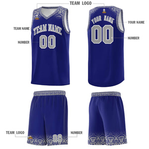 Custom Royal Gray Personalized Indians Print Sets Sports Uniform Basketball Jersey