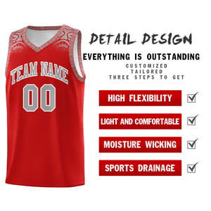 Custom Red Gray Personalized Indians Print Sets Sports Uniform Basketball Jersey