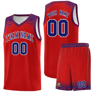 Custom Red Purple Personalized Indians Print Sets Sports Uniform Basketball Jersey