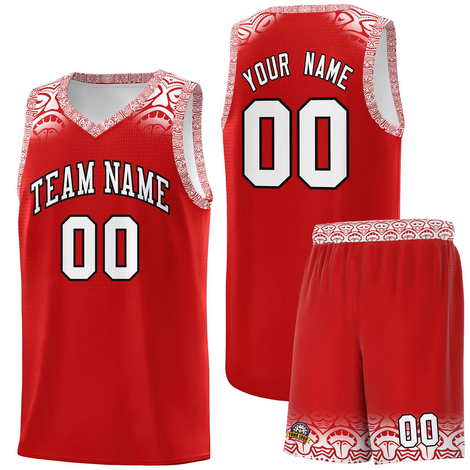 Custom Red White Personalized Indians Print Sets Sports Uniform Basketball Jersey