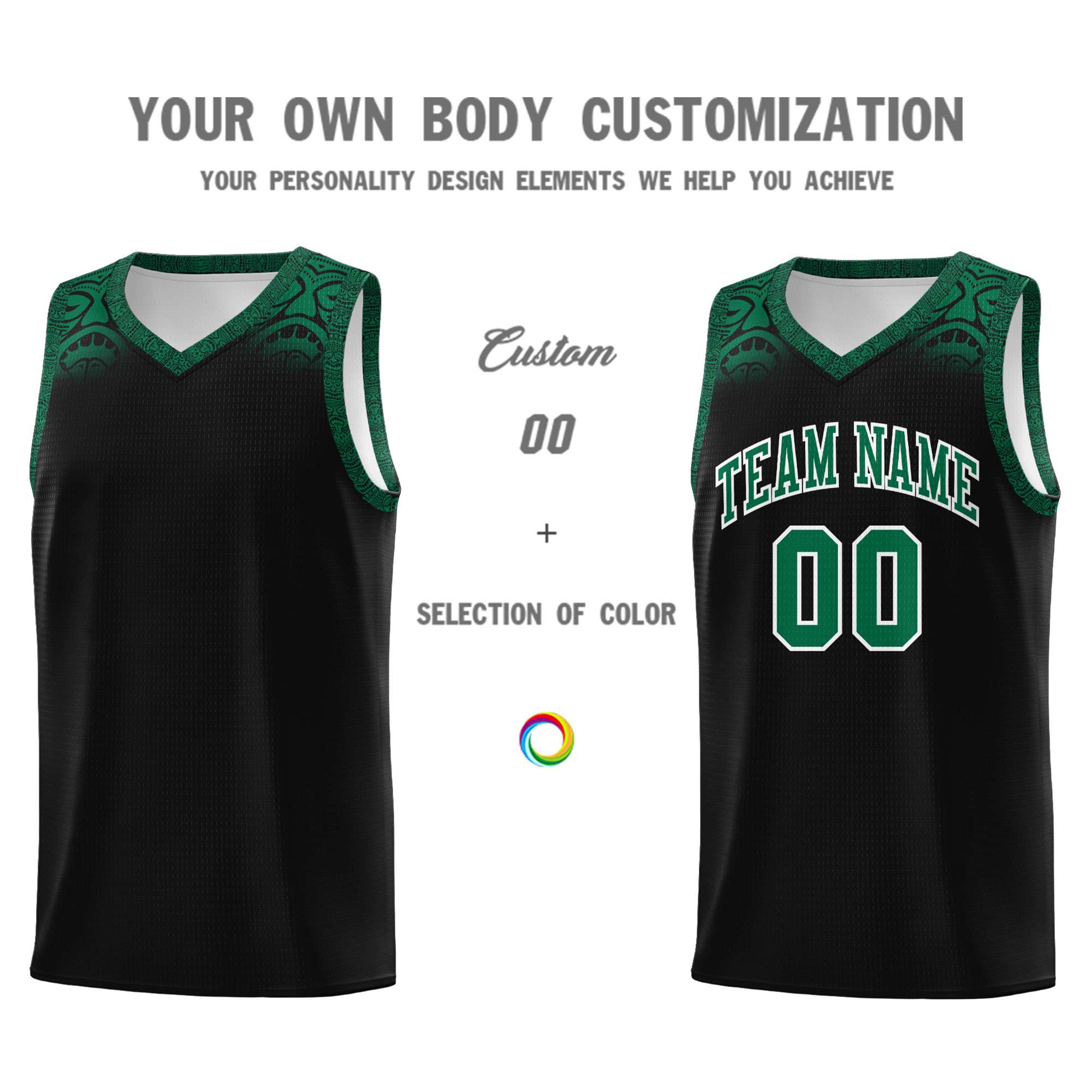 Custom Black Kelly Green Personalized Indians Print Sets Sports Uniform Basketball Jersey