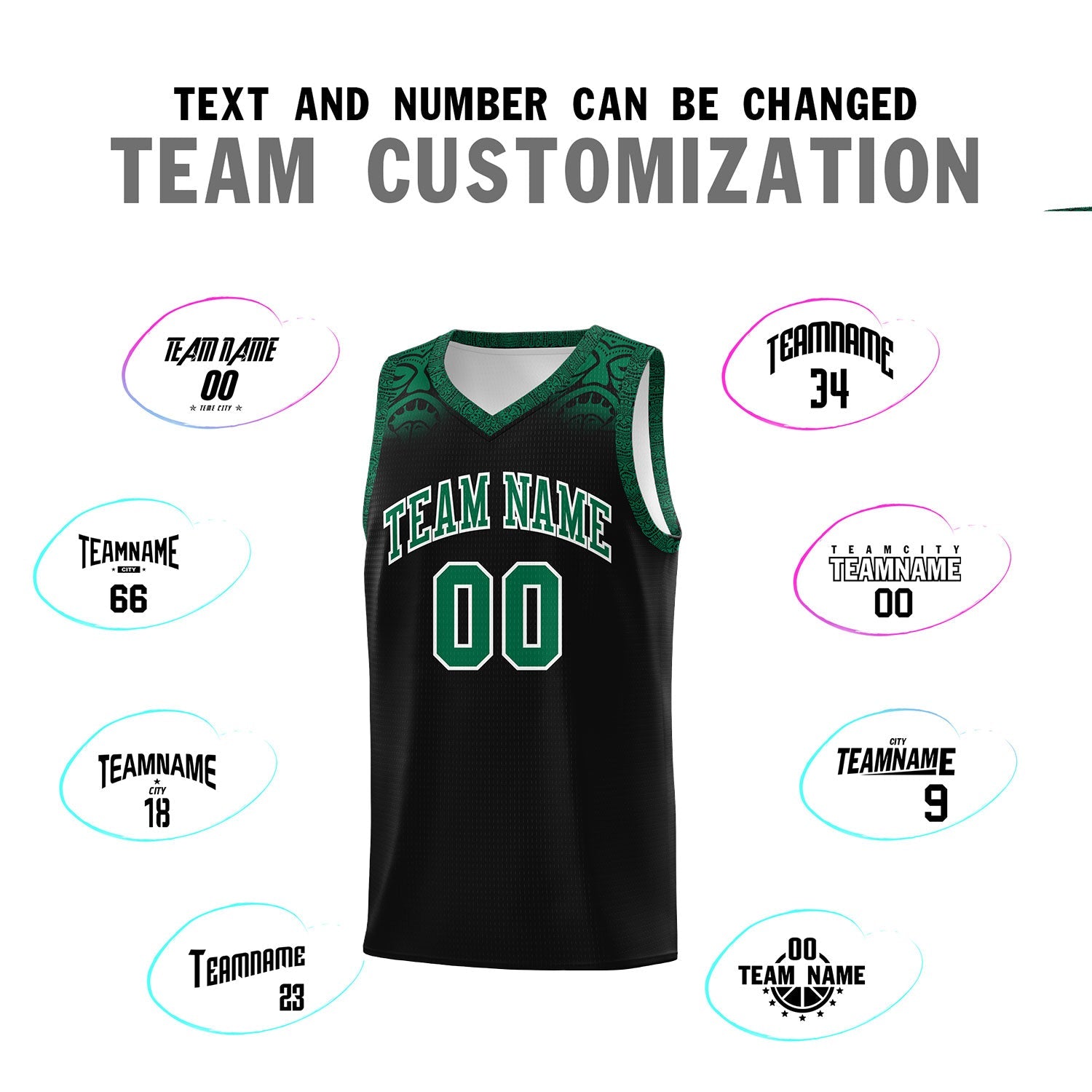 Custom Black Kelly Green Personalized Indians Print Sets Sports Uniform Basketball Jersey