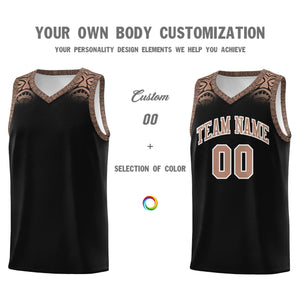 Custom Black Teabrown Personalized Indians Print Sets Sports Uniform Basketball Jersey