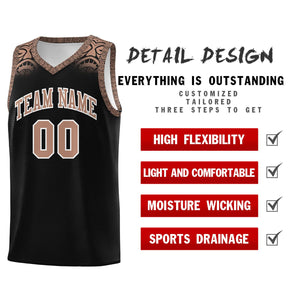 Custom Black Teabrown Personalized Indians Print Sets Sports Uniform Basketball Jersey