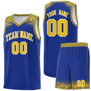 Custom Royal Gold Personalized Indians Print Sets Sports Uniform Basketball Jersey