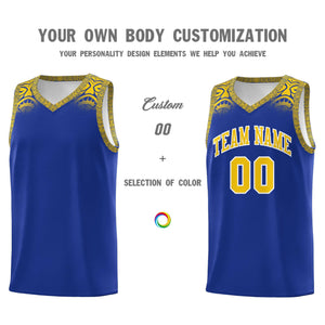 Custom Royal Gold Personalized Indians Print Sets Sports Uniform Basketball Jersey