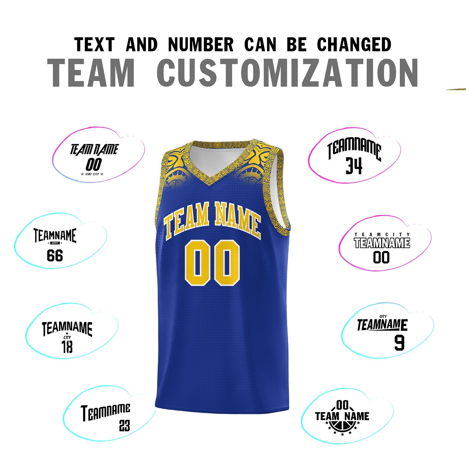 Custom Royal Gold Personalized Indians Print Sets Sports Uniform Basketball Jersey