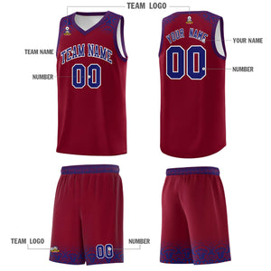 Custom Crimson Royal Personalized Indians Print Sets Sports Uniform Basketball Jersey