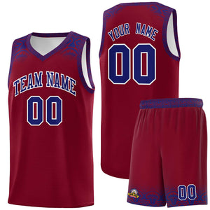 Custom Crimson Royal Personalized Indians Print Sets Sports Uniform Basketball Jersey