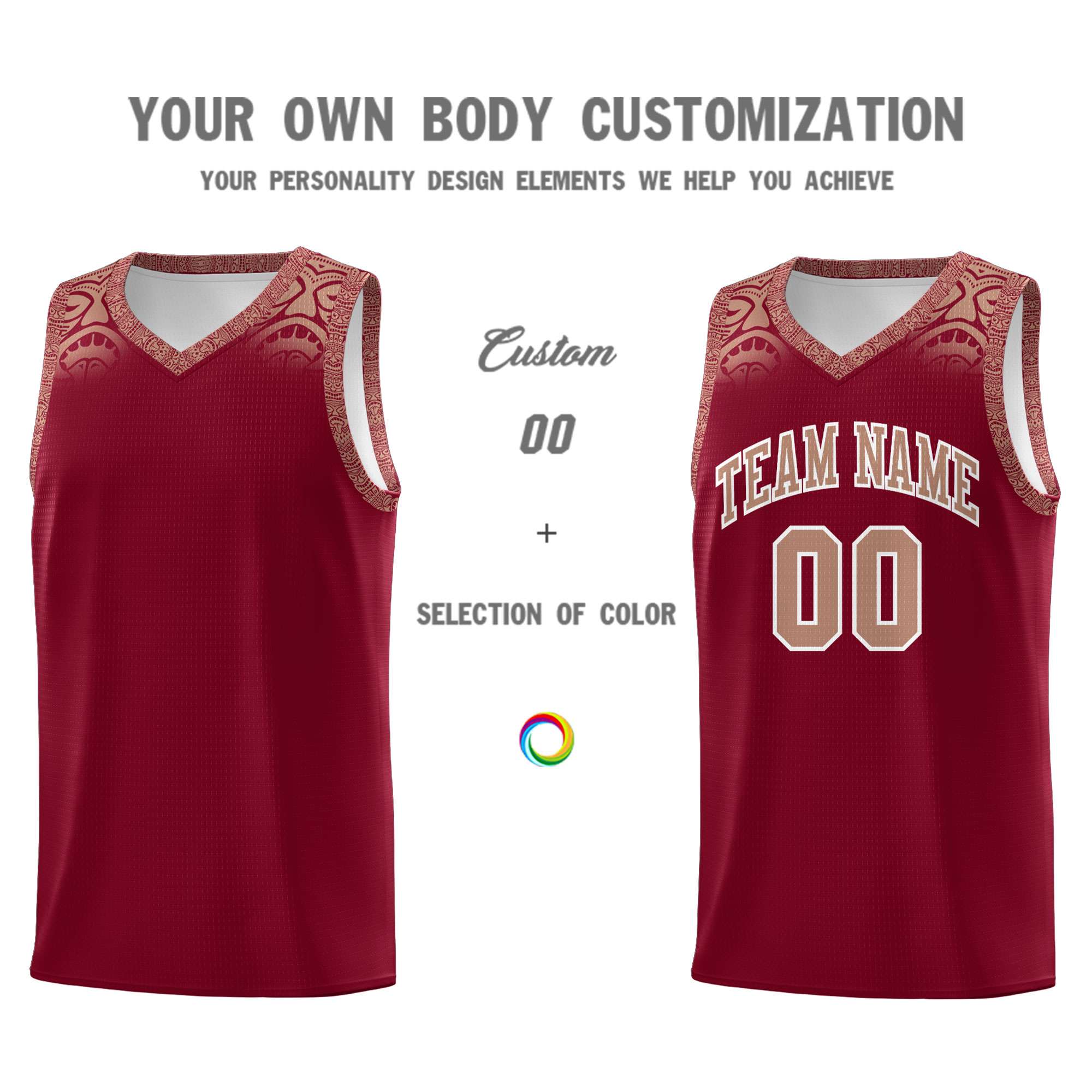 Custom Crimson Teabrown Personalized Indians Print Sets Sports Uniform Basketball Jersey