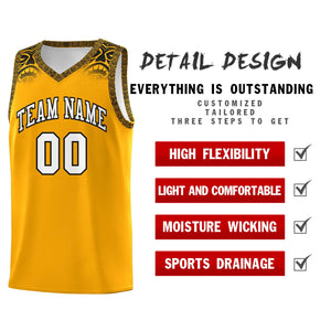 Custom Yellow Black Personalized Indians Print Sets Sports Uniform Basketball Jersey