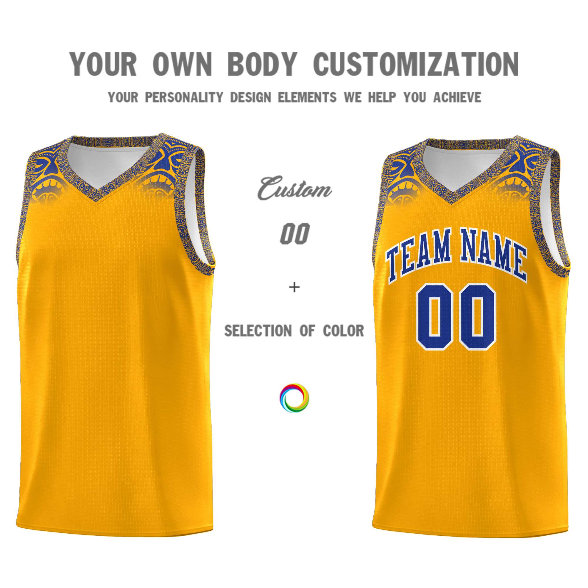 Custom Yellow Royal Personalized Indians Print Sets Sports Uniform Basketball Jersey