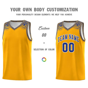 Custom Yellow Royal Personalized Indians Print Sets Sports Uniform Basketball Jersey