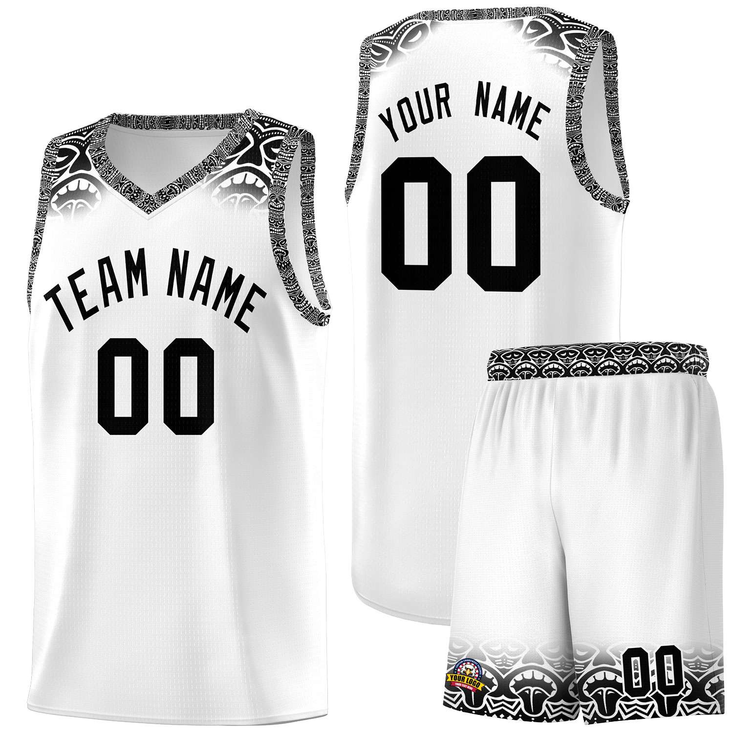 Custom White Black Personalized Indians Print Sets Sports Uniform Basketball Jersey