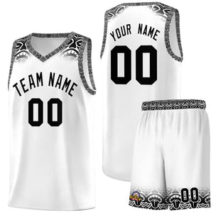 Custom White Black Personalized Indians Print Sets Sports Uniform Basketball Jersey