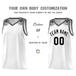 Custom White Black Personalized Indians Print Sets Sports Uniform Basketball Jersey