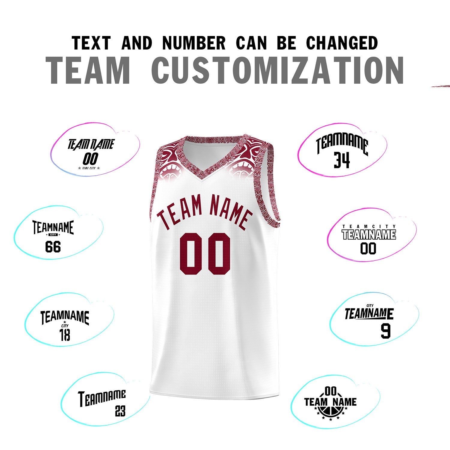 Custom White Crimson Personalized Indians Print Sets Sports Uniform Basketball Jersey