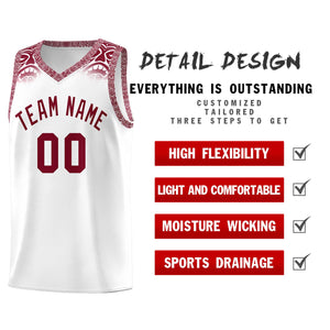 Custom White Crimson Personalized Indians Print Sets Sports Uniform Basketball Jersey