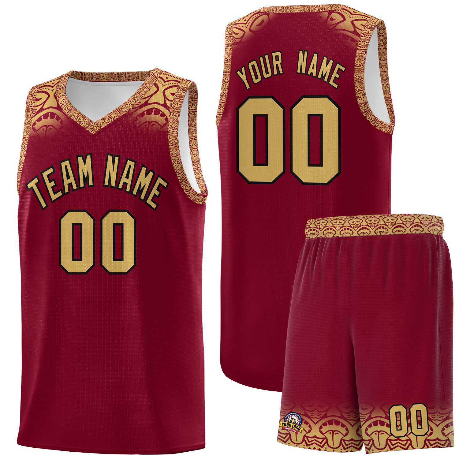 Custom Crimson Old Gold Personalized Indians Print Sets Sports Uniform Basketball Jersey