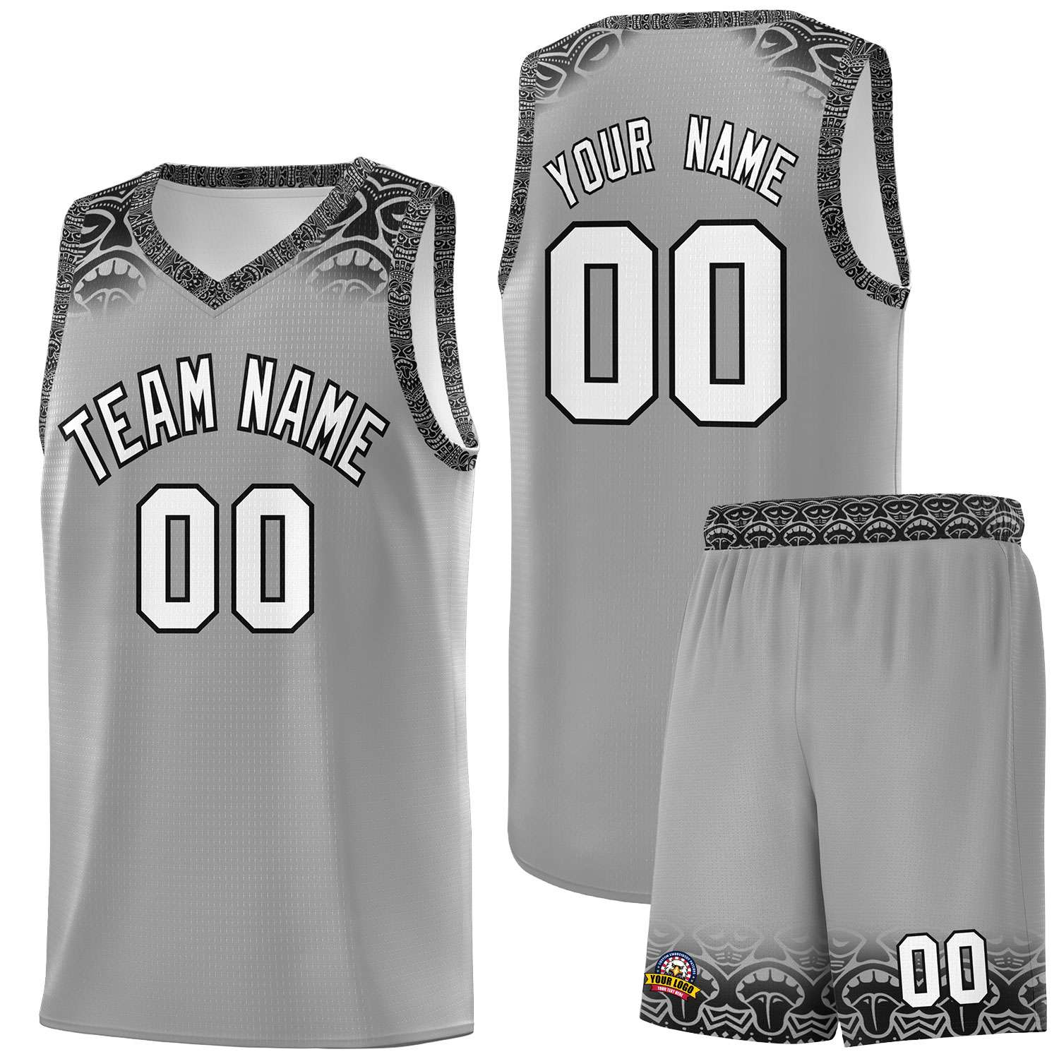 Custom Dark Gray Black Personalized Indians Print Sets Sports Uniform Basketball Jersey