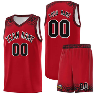 Custom Red Black Personalized Indians Print Sets Sports Uniform Basketball Jersey