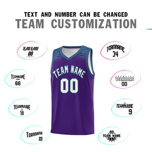 Custom Purple Aqua Personalized Indians Print Sets Sports Uniform Basketball Jersey