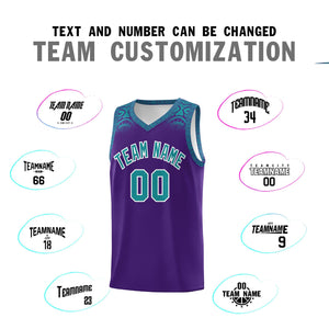 Custom Purple Aqua Personalized Indians Print Sets Sports Uniform Basketball Jersey