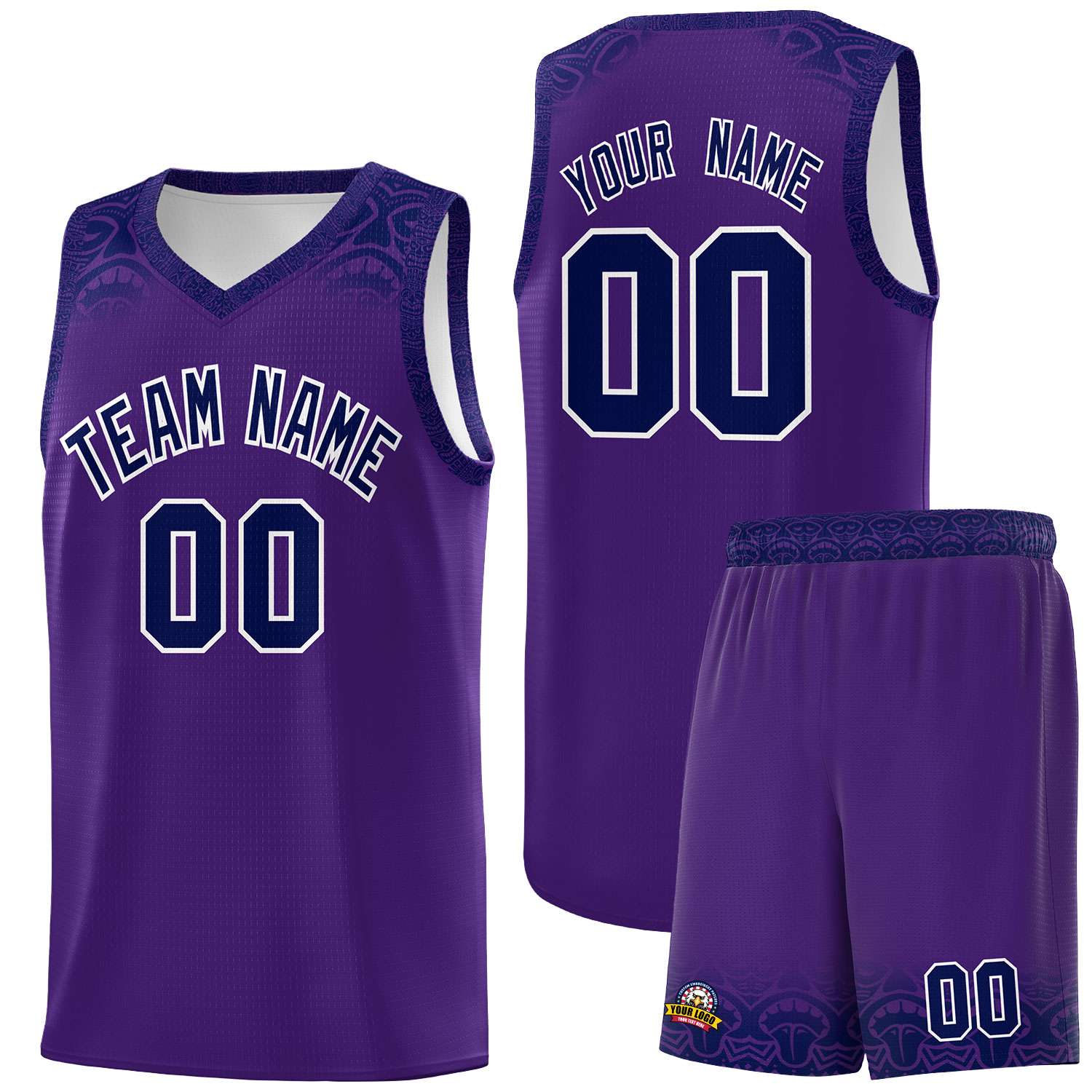 Custom Purple Royal Personalized Indians Print Sets Sports Uniform Basketball Jersey