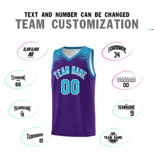 Custom Purple Sky Blue Personalized Indians Print Sets Sports Uniform Basketball Jersey