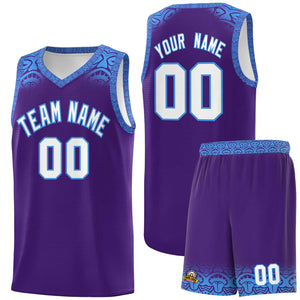 Custom Purple Powder Blue Personalized Indians Print Sets Sports Uniform Basketball Jersey