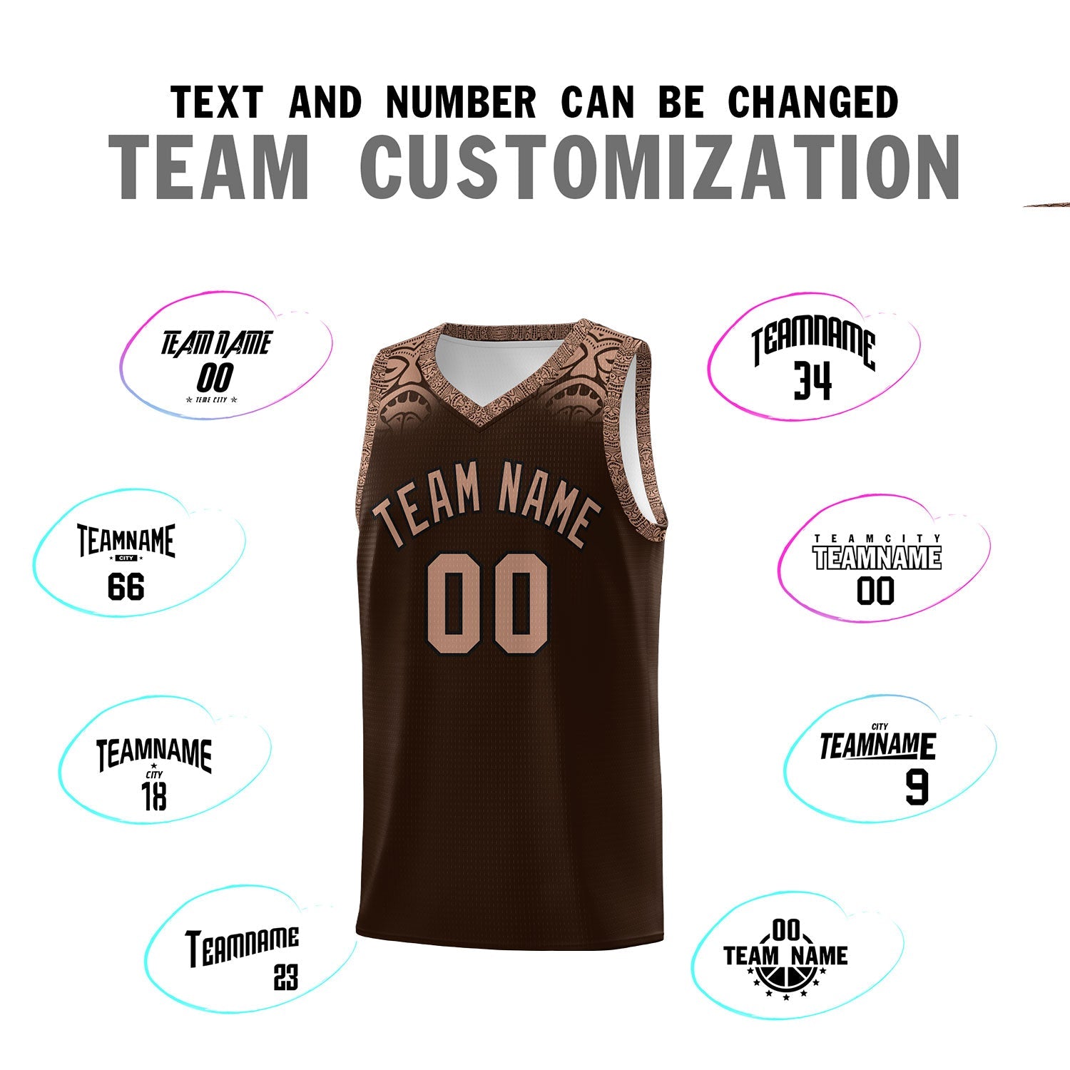 Custom Brown Teabrown Personalized Indians Print Sets Sports Uniform Basketball Jersey