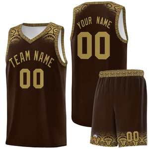 Custom Brown Desert Yellow Personalized Indians Print Sets Sports Uniform Basketball Jersey