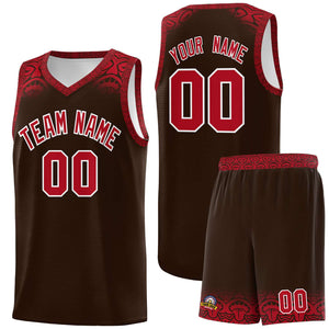 Custom Brown Red Personalized Indians Print Sets Sports Uniform Basketball Jersey