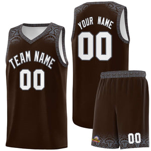 Custom Brown Dark Gray Personalized Indians Print Sets Sports Uniform Basketball Jersey