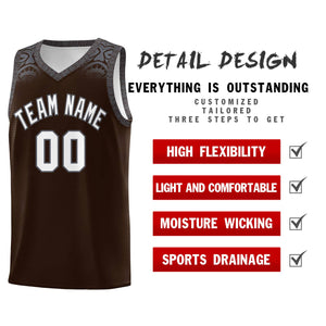 Custom Brown Dark Gray Personalized Indians Print Sets Sports Uniform Basketball Jersey