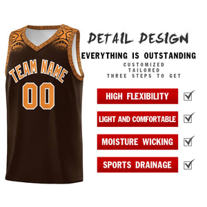 Custom Brown Orange Personalized Indians Print Sets Sports Uniform Basketball Jersey