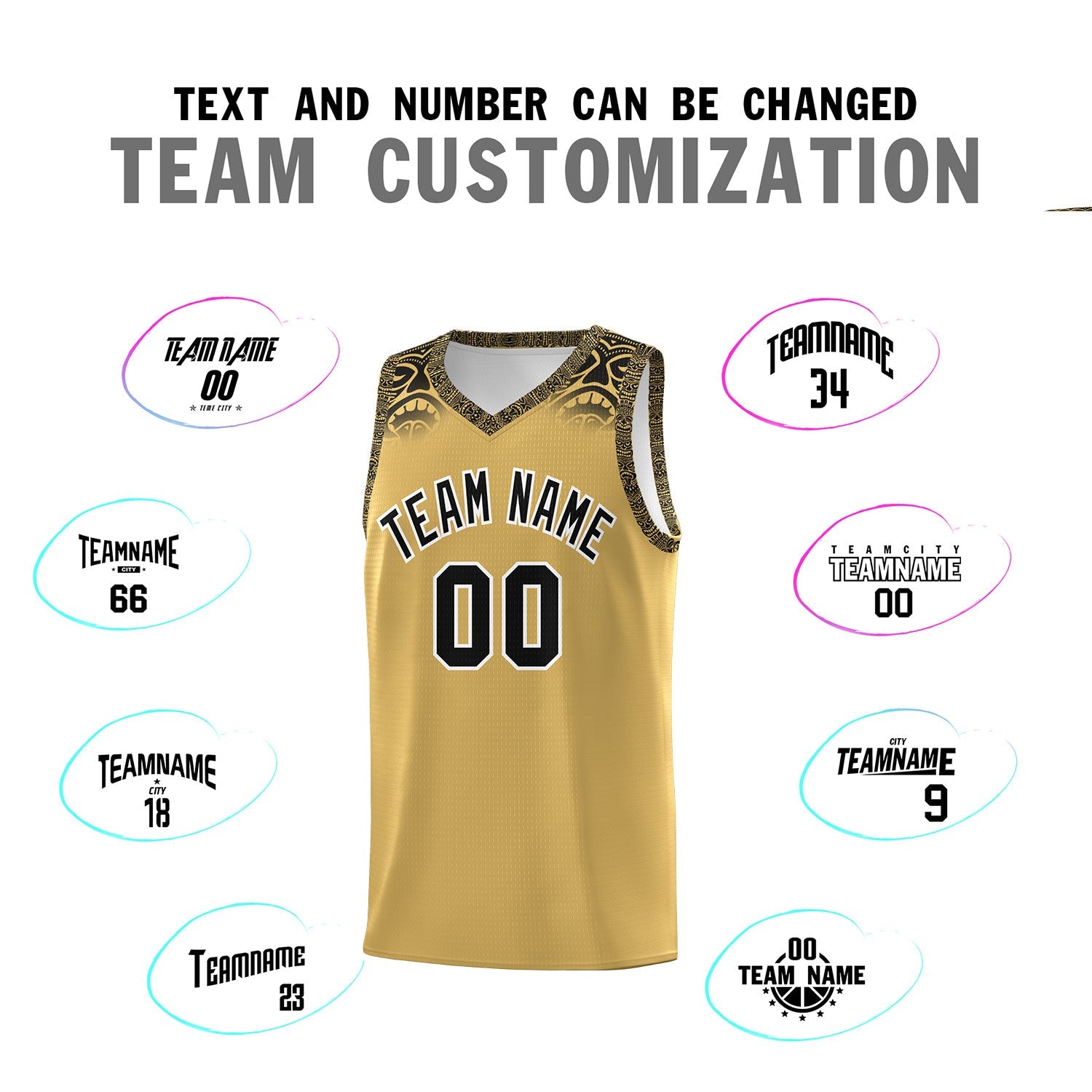 Custom Khaki Black Personalized Indians Print Sets Sports Uniform Basketball Jersey