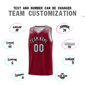 Custom Crimson Gray Personalized Indians Print Sets Sports Uniform Basketball Jersey