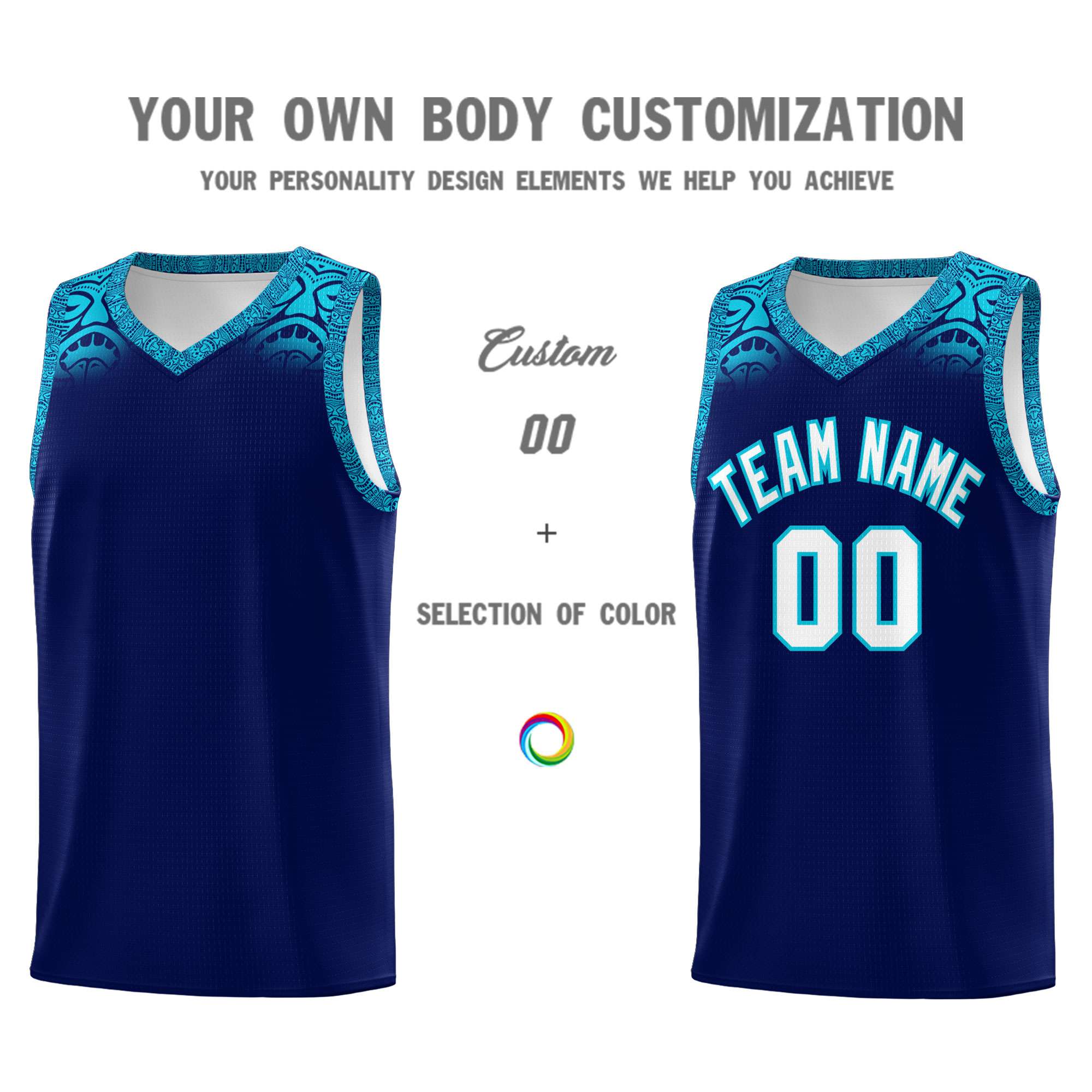 Custom Royal Sky Blue Personalized Indians Print Sets Sports Uniform Basketball Jersey