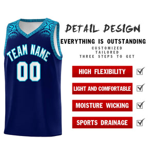 Custom Royal Sky Blue Personalized Indians Print Sets Sports Uniform Basketball Jersey