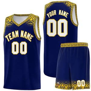 Custom Royal Gold Personalized Indians Print Sets Sports Uniform Basketball Jersey